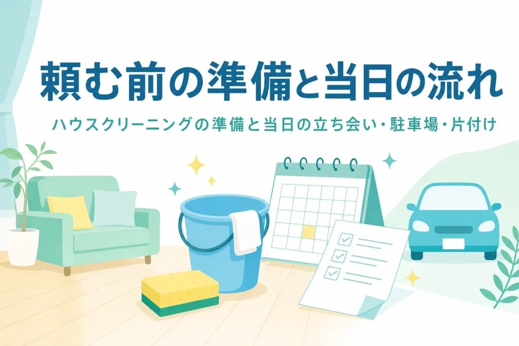 ハウスクリーニングを頼む前の準備と当日の流れを紹介する記事のアイキャッチ